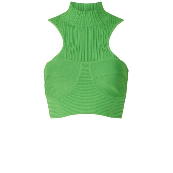 Hervé Léger 2021 Green Ribbed Crop Top • Size M • Designer - Picture 4 of 10